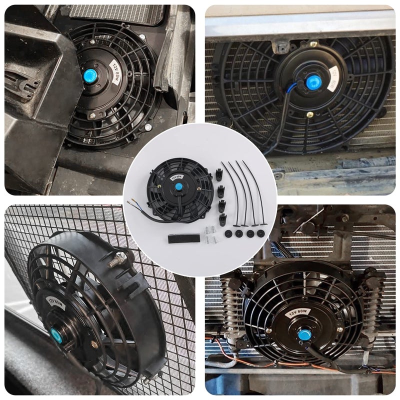 JDMSPEED New Universal 12V Slim Electric Radiator Cooling Fan Push Pull 7" Inch Mount Kit Black 10 Blades - Image 4